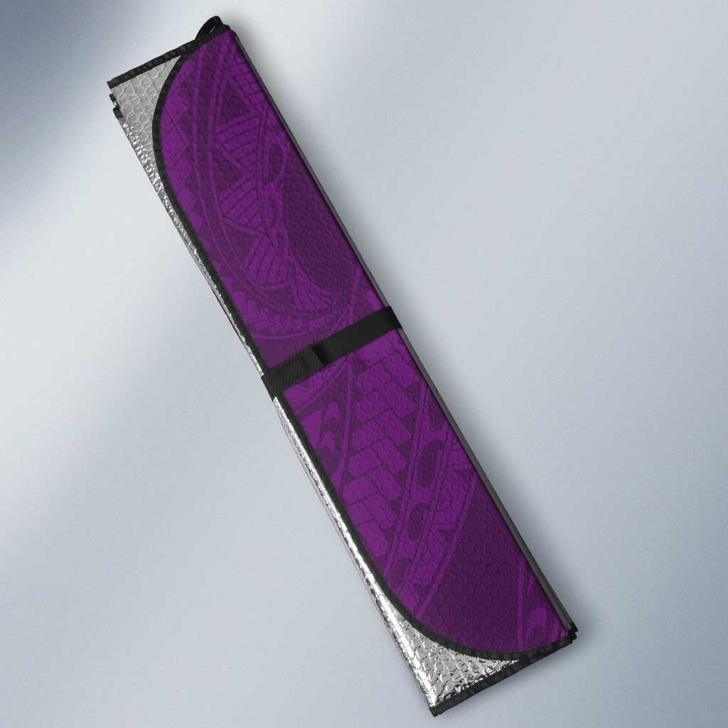 Hawaiian Whales Polynesian Art Motifs Auto Sun Shade Purple Color - Polynesian Pride