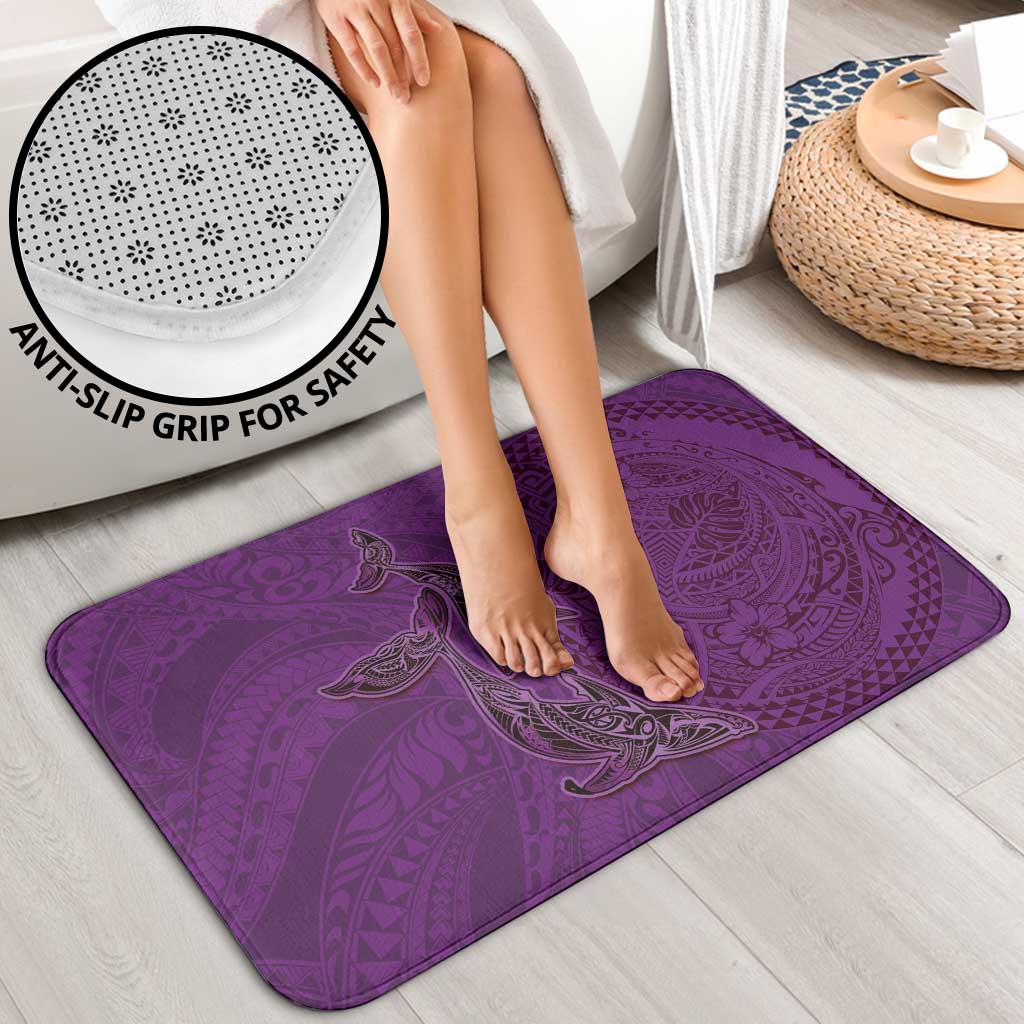 Hawaiian Whales Polynesian Art Motifs Bathroom Set Purple Color - Polynesian Pride