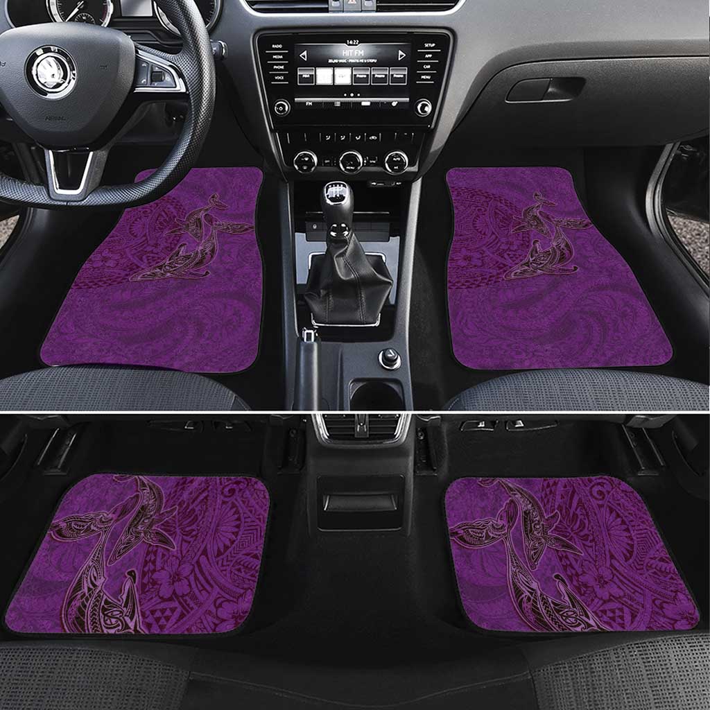 Hawaiian Whales Polynesian Art Motifs Car Mats Purple Color LT03 Set 4pcs Purple - Polynesian Pride
