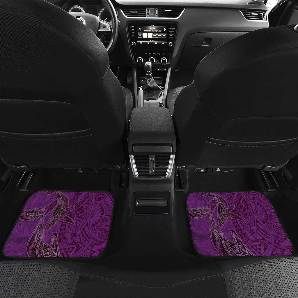 Hawaiian Whales Polynesian Art Motifs Car Mats Purple Color LT03 Set 2pcs - Back Purple - Polynesian Pride