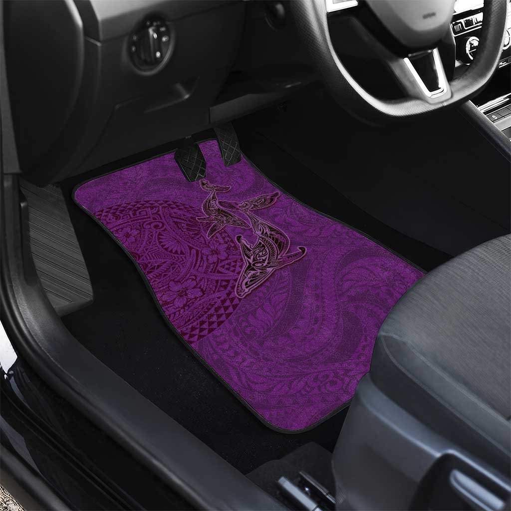 Hawaiian Whales Polynesian Art Motifs Car Mats Purple Color LT03 - Polynesian Pride