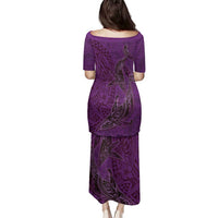 Hawaiian Whales Polynesian Art Motifs Family Matching Puletasi and Hawaiian Shirt Purple Color LT03 - Polynesian Pride