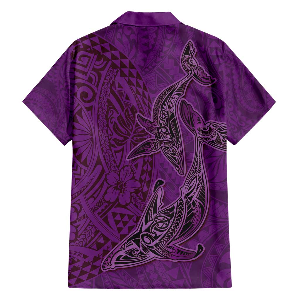 Hawaiian Whales Polynesian Art Motifs Hawaiian Shirt Purple Color - Polynesian Pride
