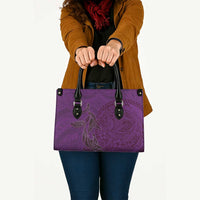 Hawaiian Whales Polynesian Art Motifs Leather Bag Purple Color LT03 - Polynesian Pride