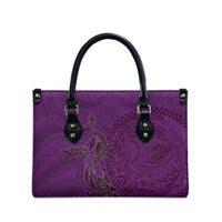 Hawaiian Whales Polynesian Art Motifs Leather Bag Purple Color LT03 - Polynesian Pride