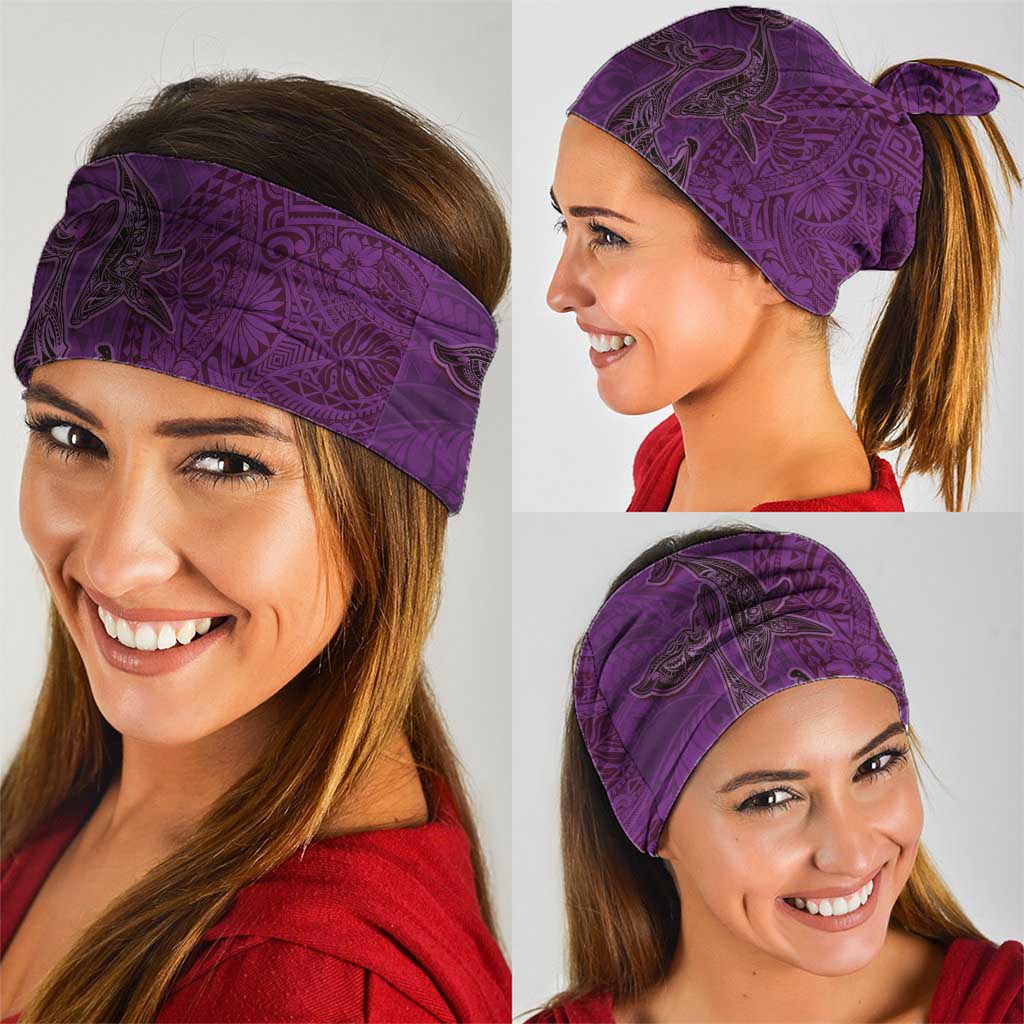 Hawaiian Whales Polynesian Art Motifs Neck Gaiter Purple Color - Polynesian Pride