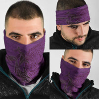 Hawaiian Whales Polynesian Art Motifs Neck Gaiter Purple Color - Polynesian Pride