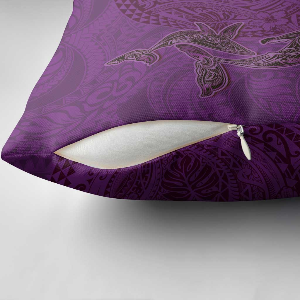 Hawaiian Whales Polynesian Art Motifs Pillow Cover Purple Color - Polynesian Pride