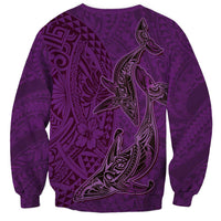 Hawaiian Whales Polynesian Art Motifs Sweatshirt Purple Color - Polynesian Pride