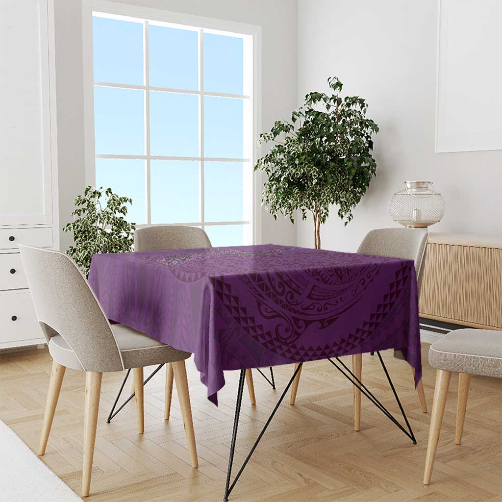 Hawaiian Whales Polynesian Art Motifs Tablecloth Purple Color - Polynesian Pride