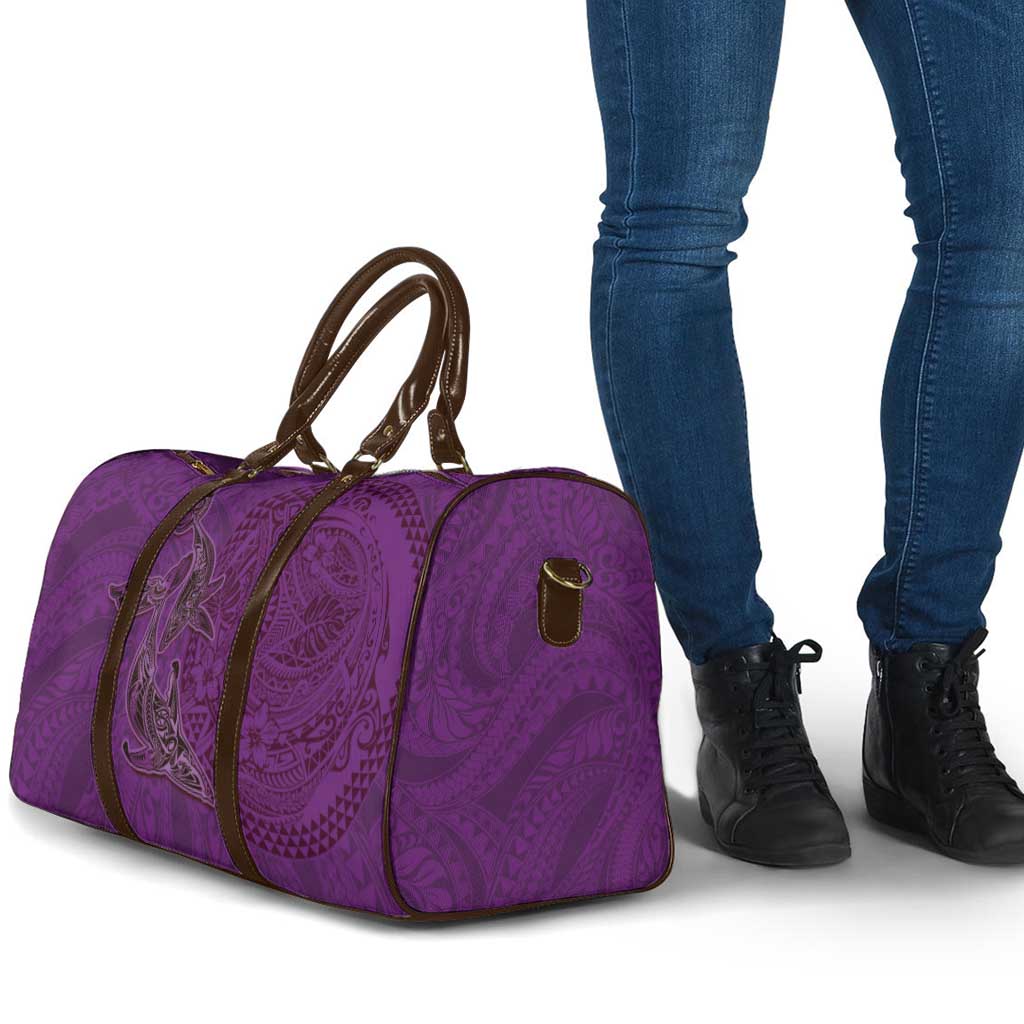 Hawaiian Whales Polynesian Art Motifs Travel Bag Purple Color - Polynesian Pride
