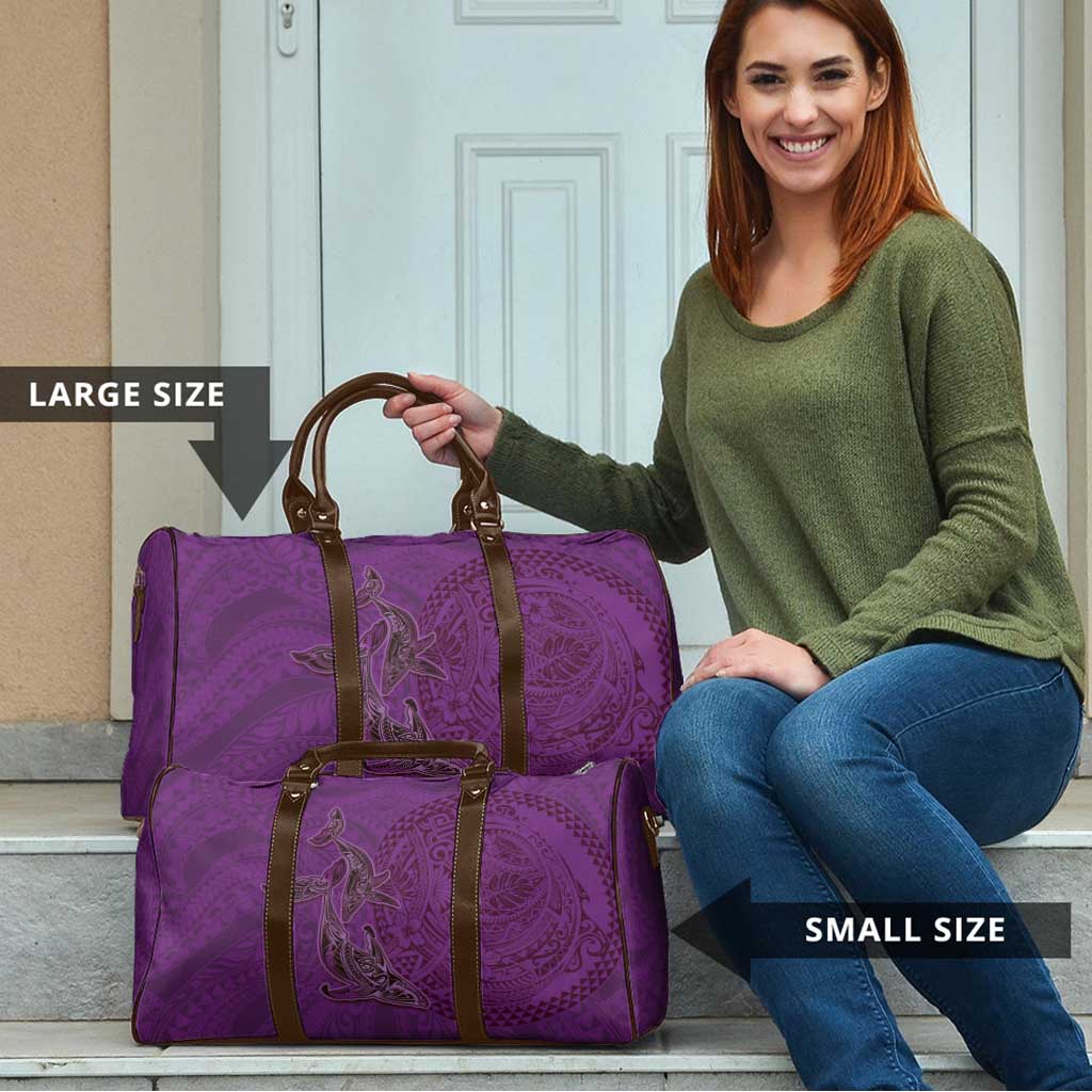 Hawaiian Whales Polynesian Art Motifs Travel Bag Purple Color - Polynesian Pride
