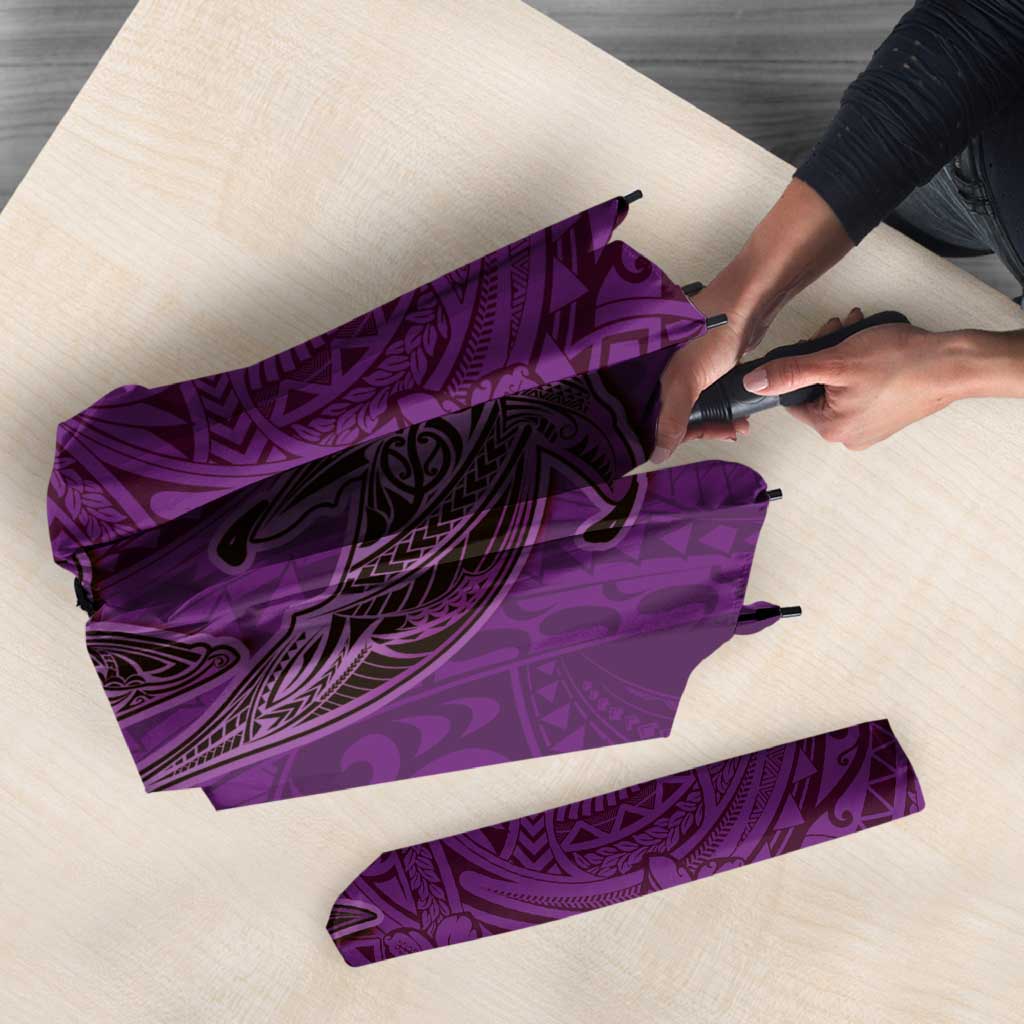Hawaiian Whales Polynesian Art Motifs Umbrella Purple Color - Polynesian Pride