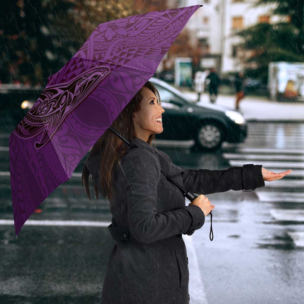 Hawaiian Whales Polynesian Art Motifs Umbrella Purple Color - Polynesian Pride