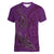 Hawaiian Whales Polynesian Art Motifs Women V-Neck T-Shirt Purple Color - Polynesian Pride
