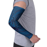 Hawaiian Whales Polynesian Art Motifs Arm Sleeves Blue Color - Polynesian Pride