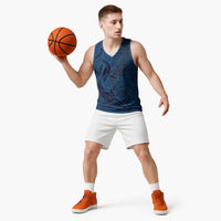 Hawaiian Whales Polynesian Art Motifs Basketball Jersey Blue Color - Polynesian Pride