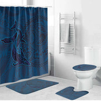 Hawaiian Whales Polynesian Art Motifs Bathroom Set Blue Color LT03 Bathroom Set (4 pcs) Blue - Polynesian Pride