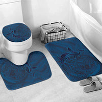 Hawaiian Whales Polynesian Art Motifs Bathroom Set Blue Color LT03 Mat Set Only (3 pcs) One Size Blue - Polynesian Pride