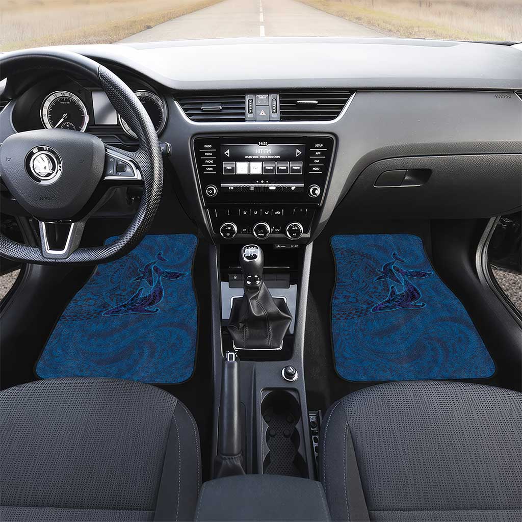 Hawaiian Whales Polynesian Art Motifs Car Mats Blue Color - Polynesian Pride