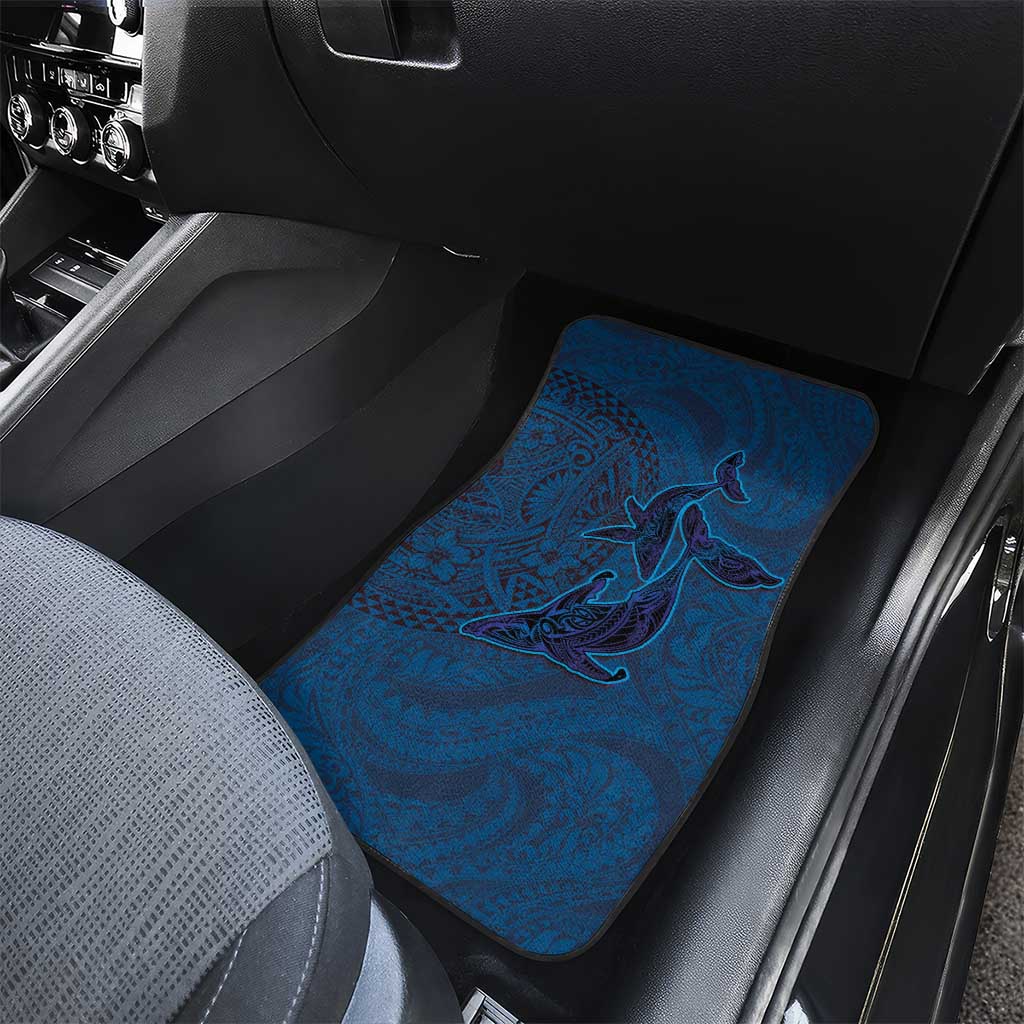 Hawaiian Whales Polynesian Art Motifs Car Mats Blue Color - Polynesian Pride