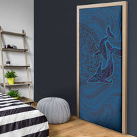 Hawaiian Whales Polynesian Art Motifs Door Cover Blue Color - Polynesian Pride