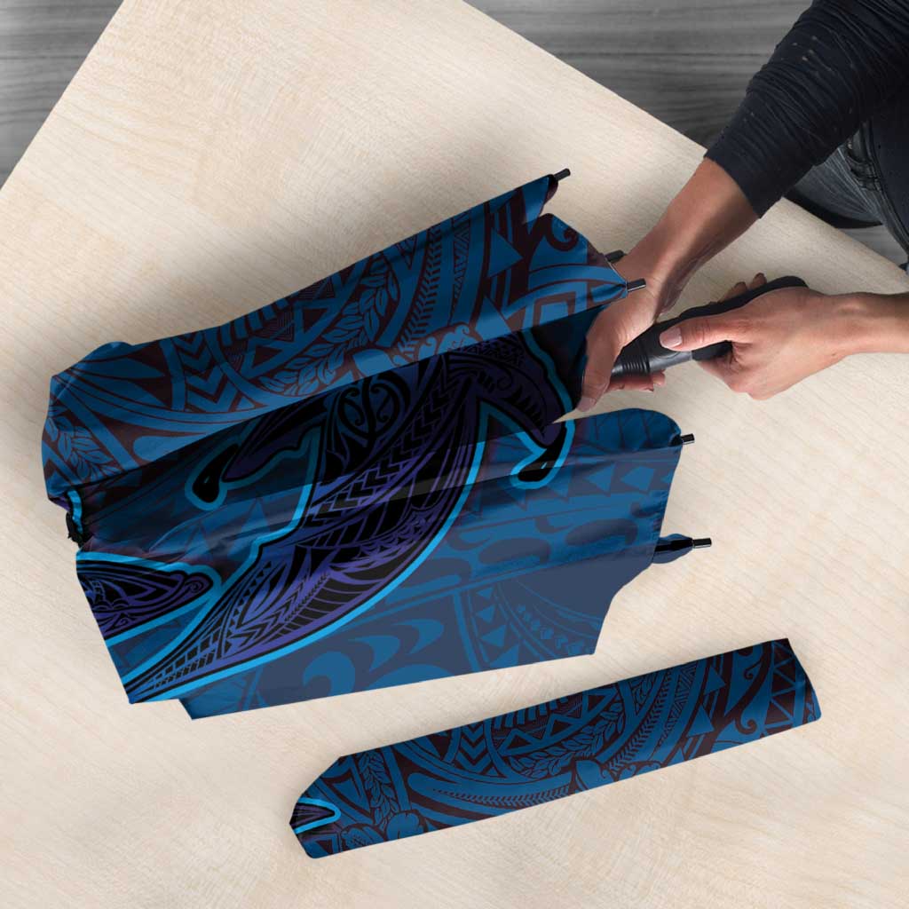 Hawaiian Whales Polynesian Art Motifs Umbrella Blue Color - Polynesian Pride