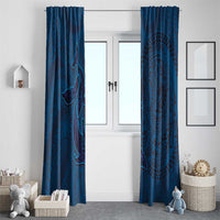 Hawaiian Whales Polynesian Art Motifs Window Curtain Blue Color - Polynesian Pride