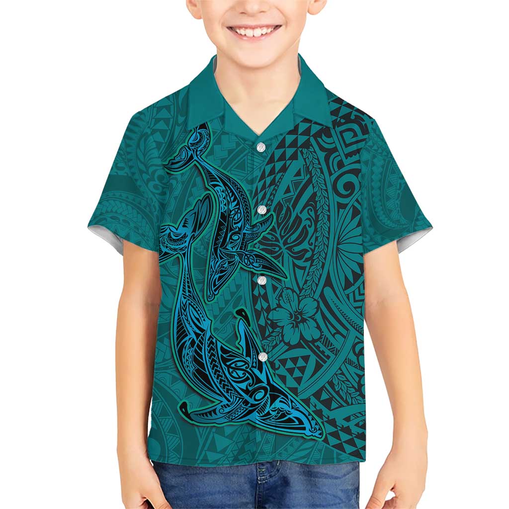 Hawaiian Whales Polynesian Art Motifs Hawaiian Shirt Turquoise Color - Polynesian Pride