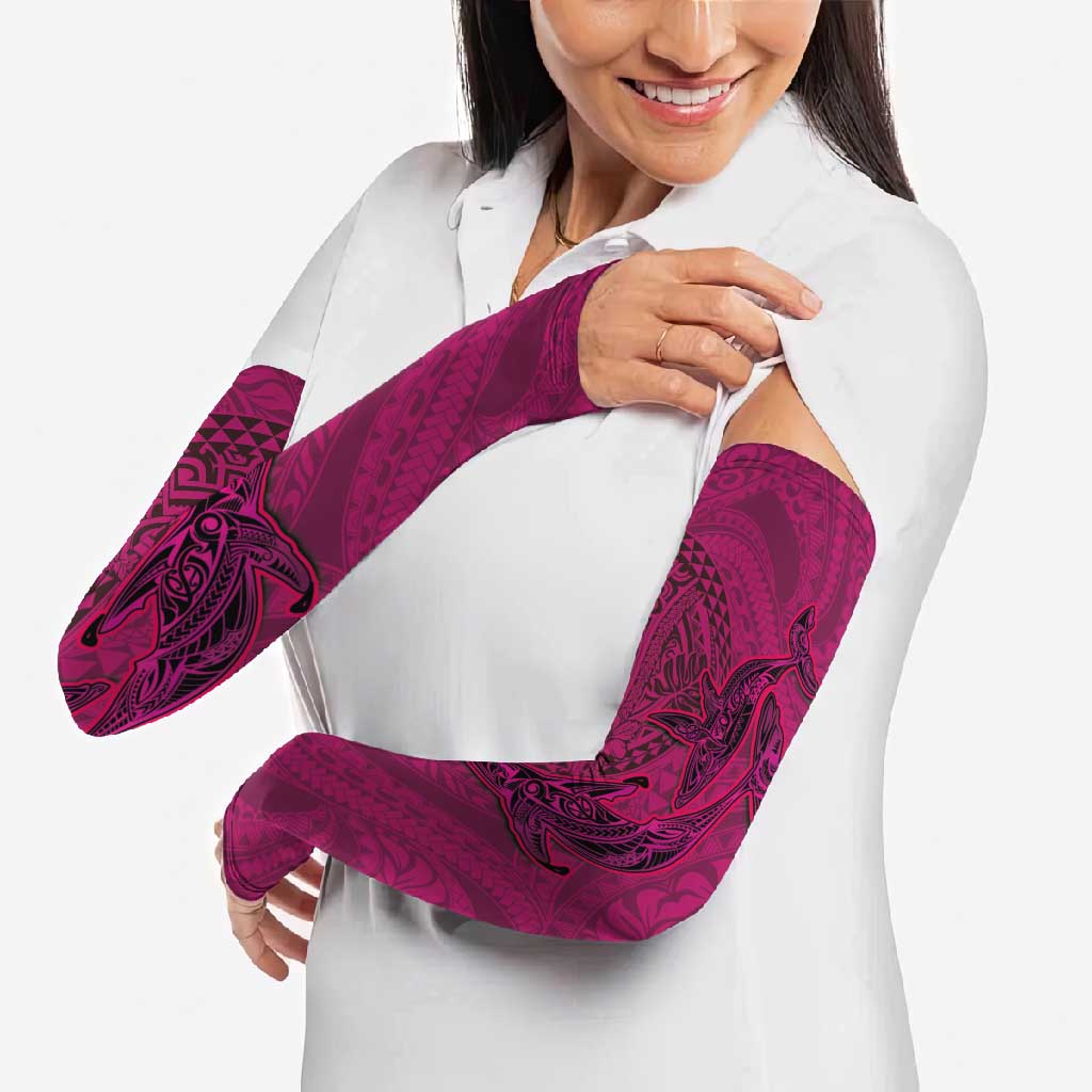 Hawaiian Whales Polynesian Art Motifs Arm Sleeves Pink Color LT03 - Polynesian Pride