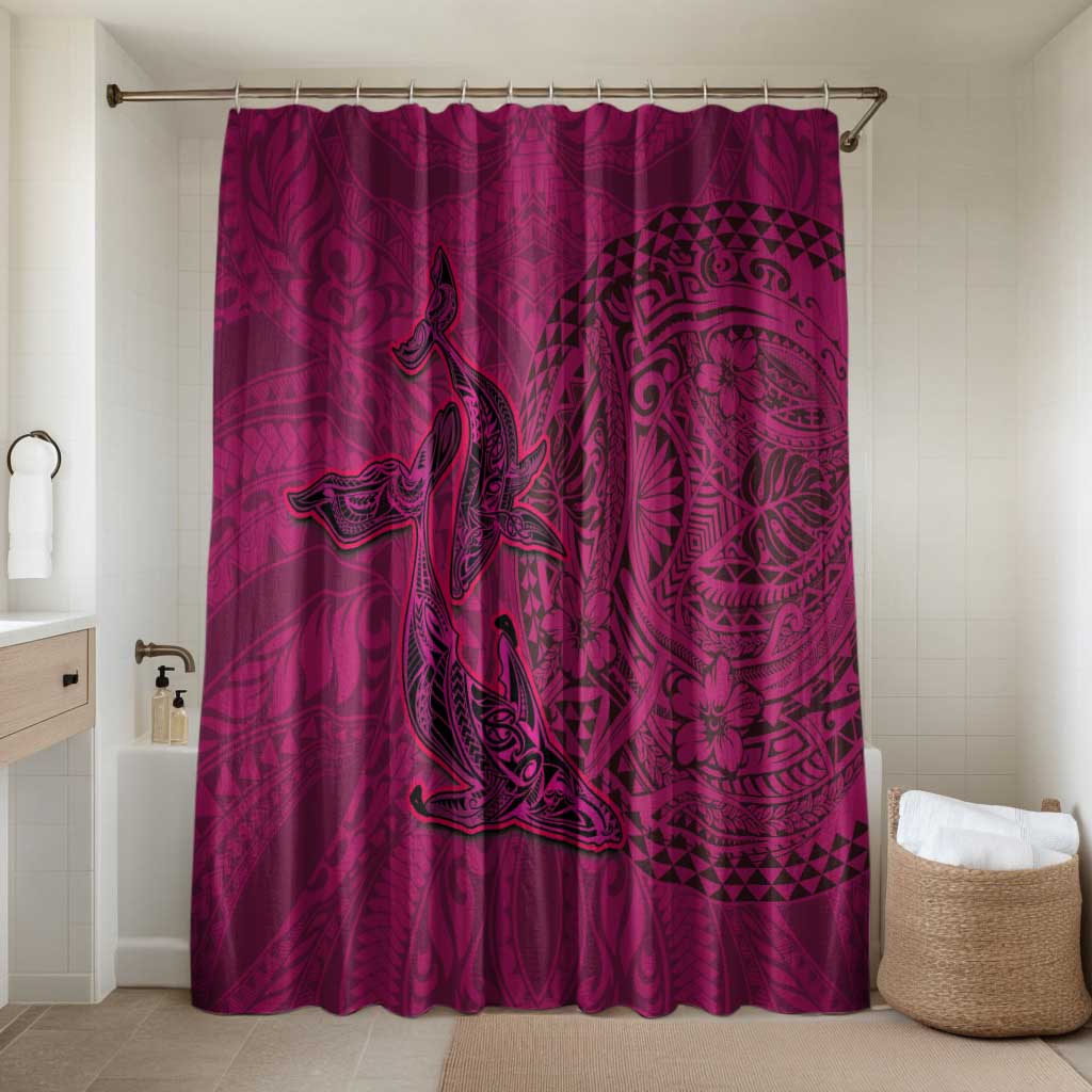 Hawaiian Whales Polynesian Art Motifs Bathroom Set Pink Color - Polynesian Pride
