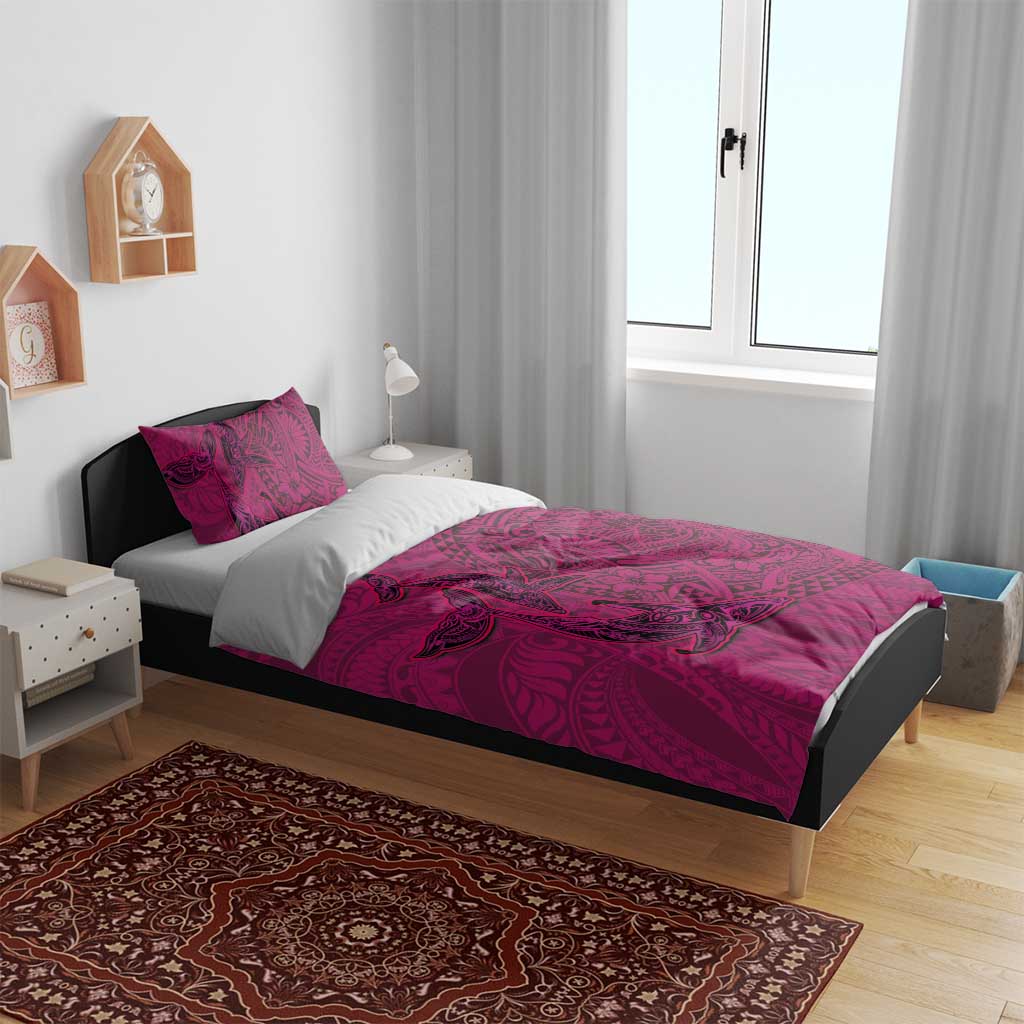 Hawaiian Whales Polynesian Art Motifs Bedding Set Pink Color - Polynesian Pride