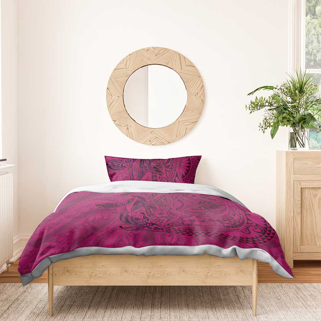 Hawaiian Whales Polynesian Art Motifs Bedding Set Pink Color - Polynesian Pride