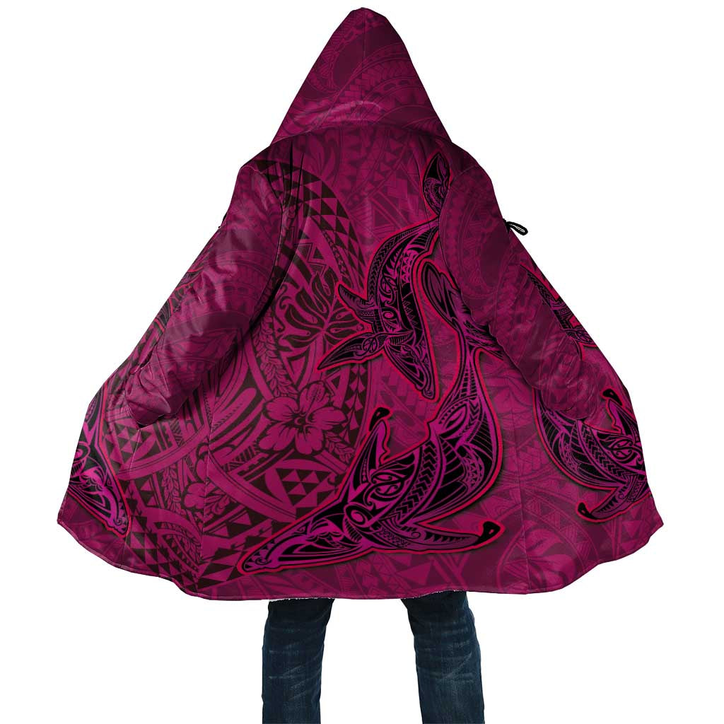 Hawaiian Whales Polynesian Art Motifs Cloak Pink Color - Polynesian Pride