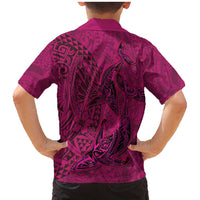 Hawaiian Whales Polynesian Art Motifs Family Matching Mermaid Dress and Hawaiian Shirt Pink Color LT03 - Polynesian Pride