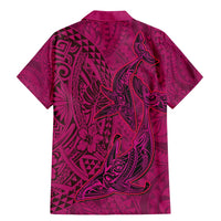 Hawaiian Whales Polynesian Art Motifs Family Matching Mermaid Dress and Hawaiian Shirt Pink Color LT03 - Polynesian Pride