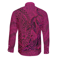Hawaiian Whales Polynesian Art Motifs Family Matching Summer Maxi Dress and Hawaiian Shirt Pink Color LT03 - Polynesian Pride