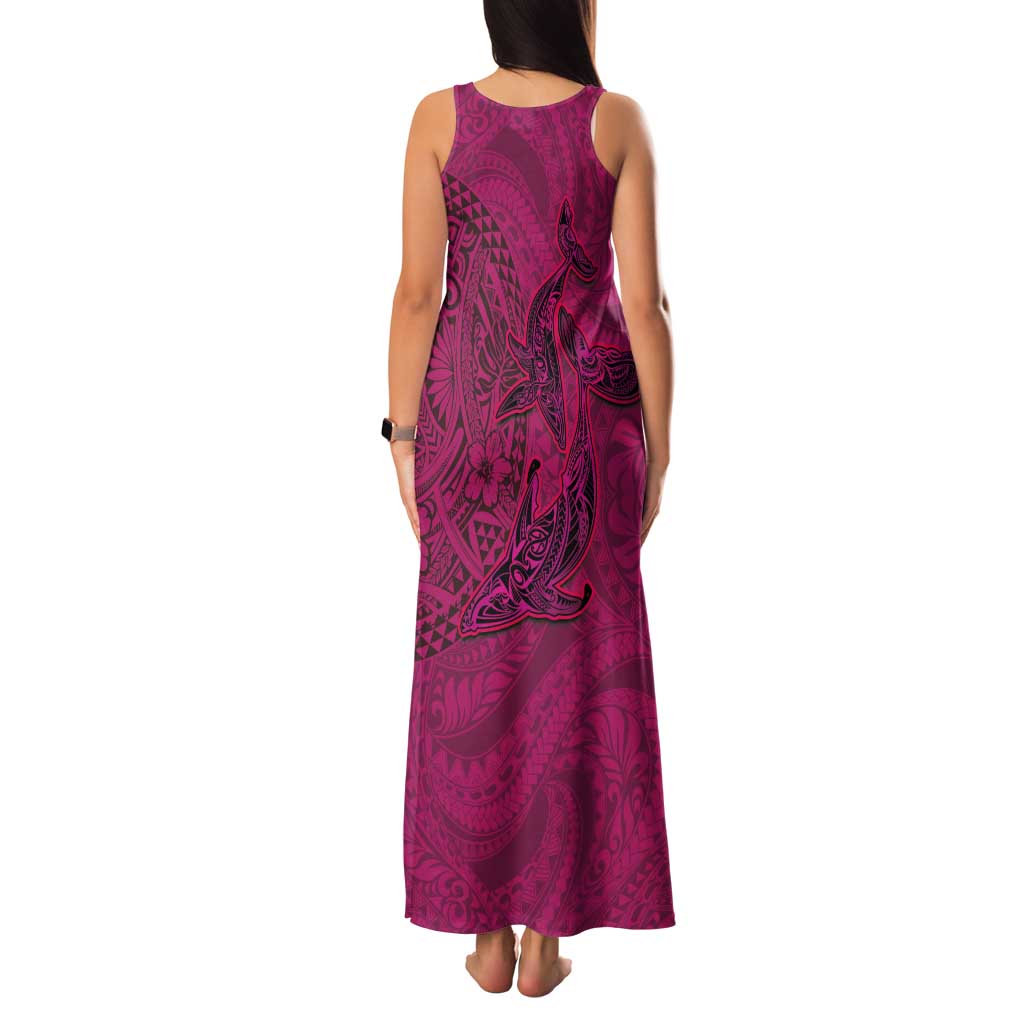 Hawaiian Whales Polynesian Art Motifs Family Matching Tank Maxi Dress and Hawaiian Shirt Pink Color LT03 - Polynesian Pride