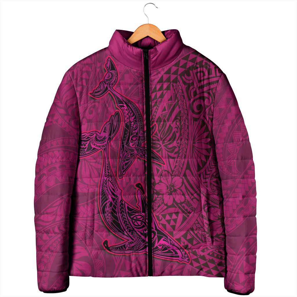 Hawaiian Whales Polynesian Art Motifs Padded Jacket Pink Color - Polynesian Pride