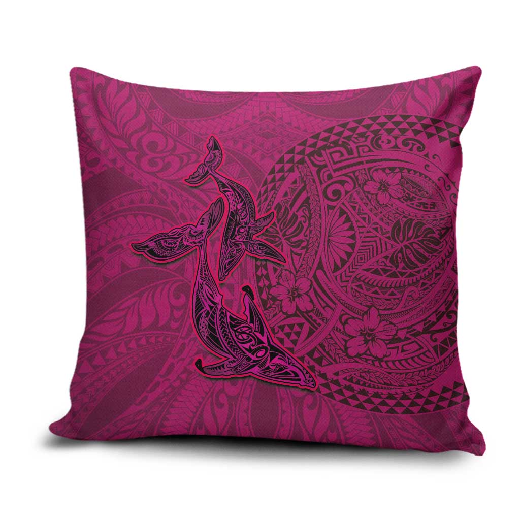 Hawaiian Whales Polynesian Art Motifs Pillow Cover Pink Color LT03 Pink - Polynesian Pride