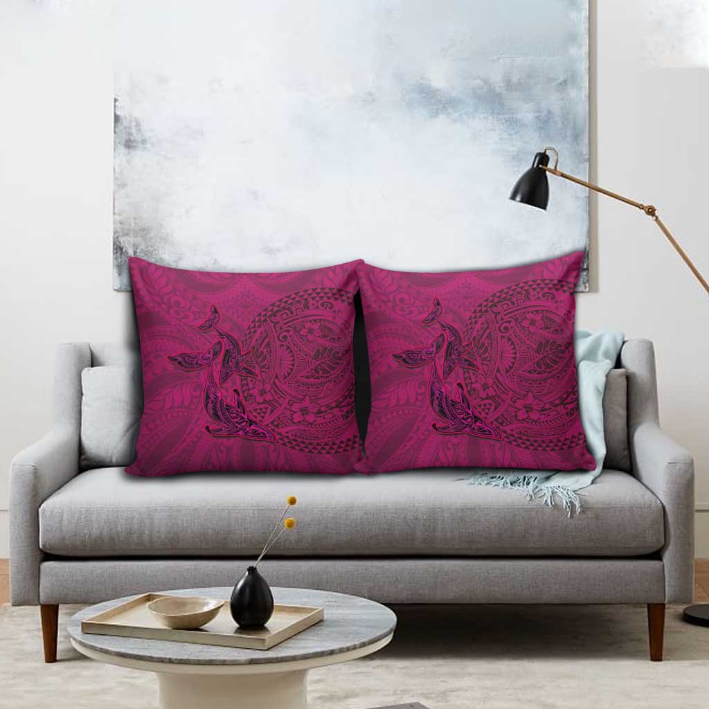 Hawaiian Whales Polynesian Art Motifs Pillow Cover Pink Color LT03 - Polynesian Pride