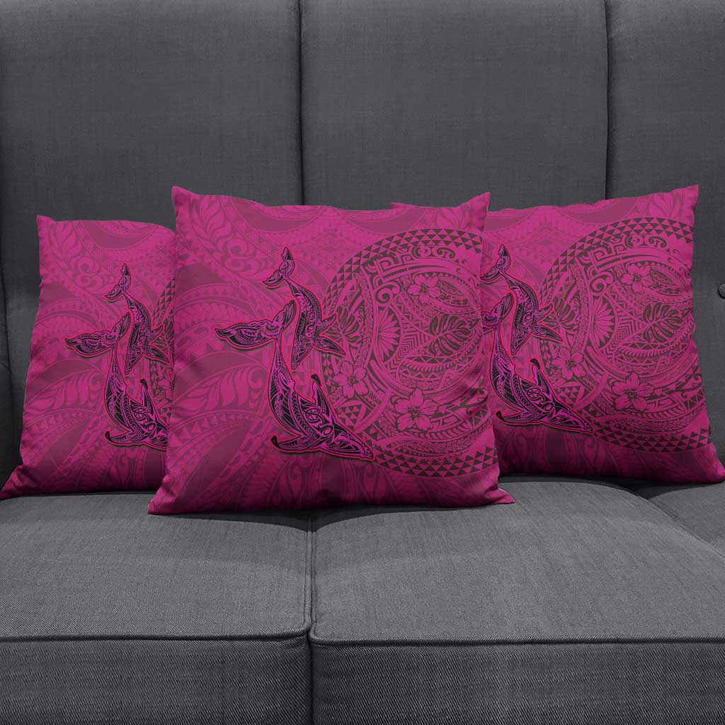 Hawaiian Whales Polynesian Art Motifs Pillow Cover Pink Color LT03 - Polynesian Pride