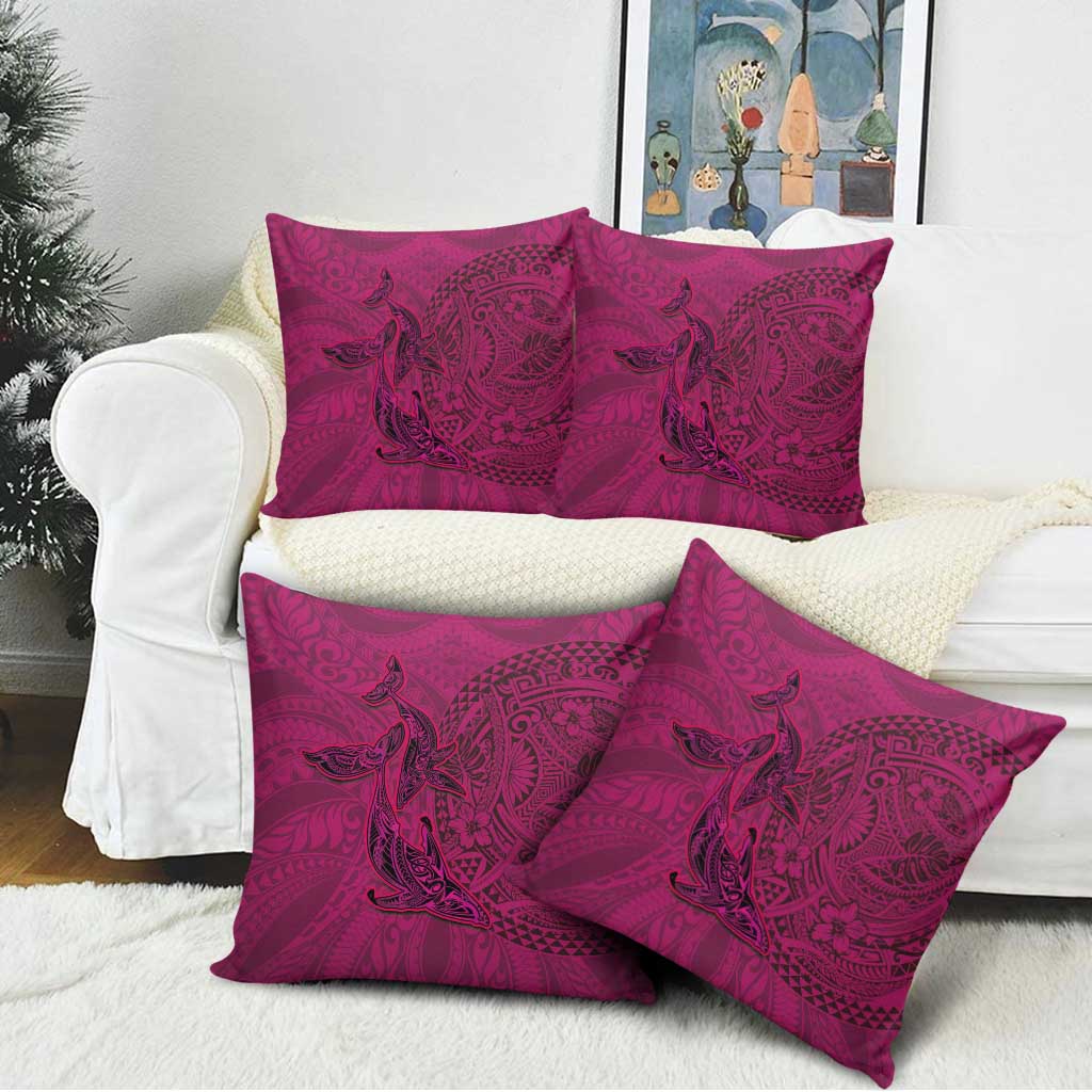 Hawaiian Whales Polynesian Art Motifs Pillow Cover Pink Color LT03 - Polynesian Pride