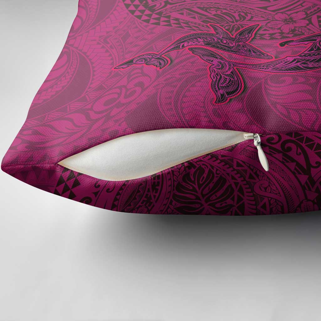 Hawaiian Whales Polynesian Art Motifs Pillow Cover Pink Color LT03 - Polynesian Pride