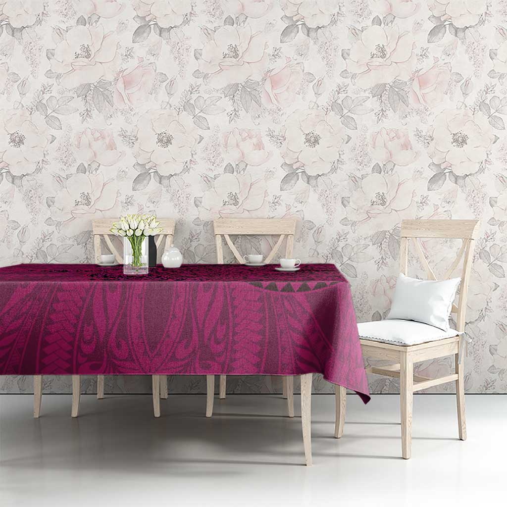 Hawaiian Whales Polynesian Art Motifs Tablecloth Pink Color - Polynesian Pride
