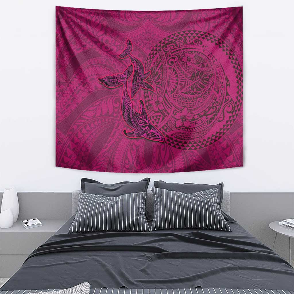 Hawaiian Whales Polynesian Art Motifs Tapestry Pink Color LT03 - Polynesian Pride