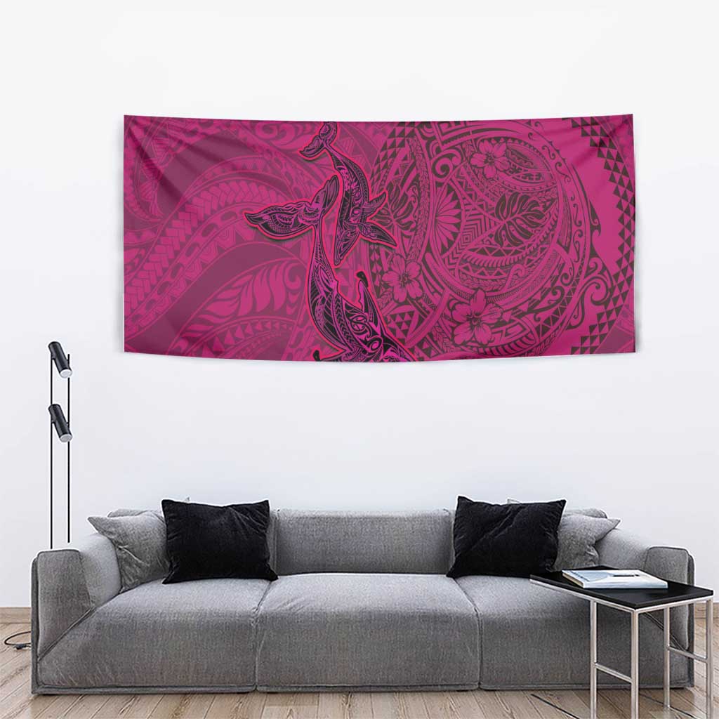 Hawaiian Whales Polynesian Art Motifs Tapestry Pink Color LT03 - Polynesian Pride