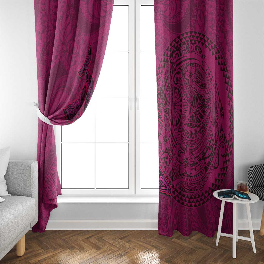 Hawaiian Whales Polynesian Art Motifs Window Curtain Pink Color - Polynesian Pride