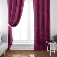 Hawaiian Whales Polynesian Art Motifs Window Curtain Pink Color - Polynesian Pride