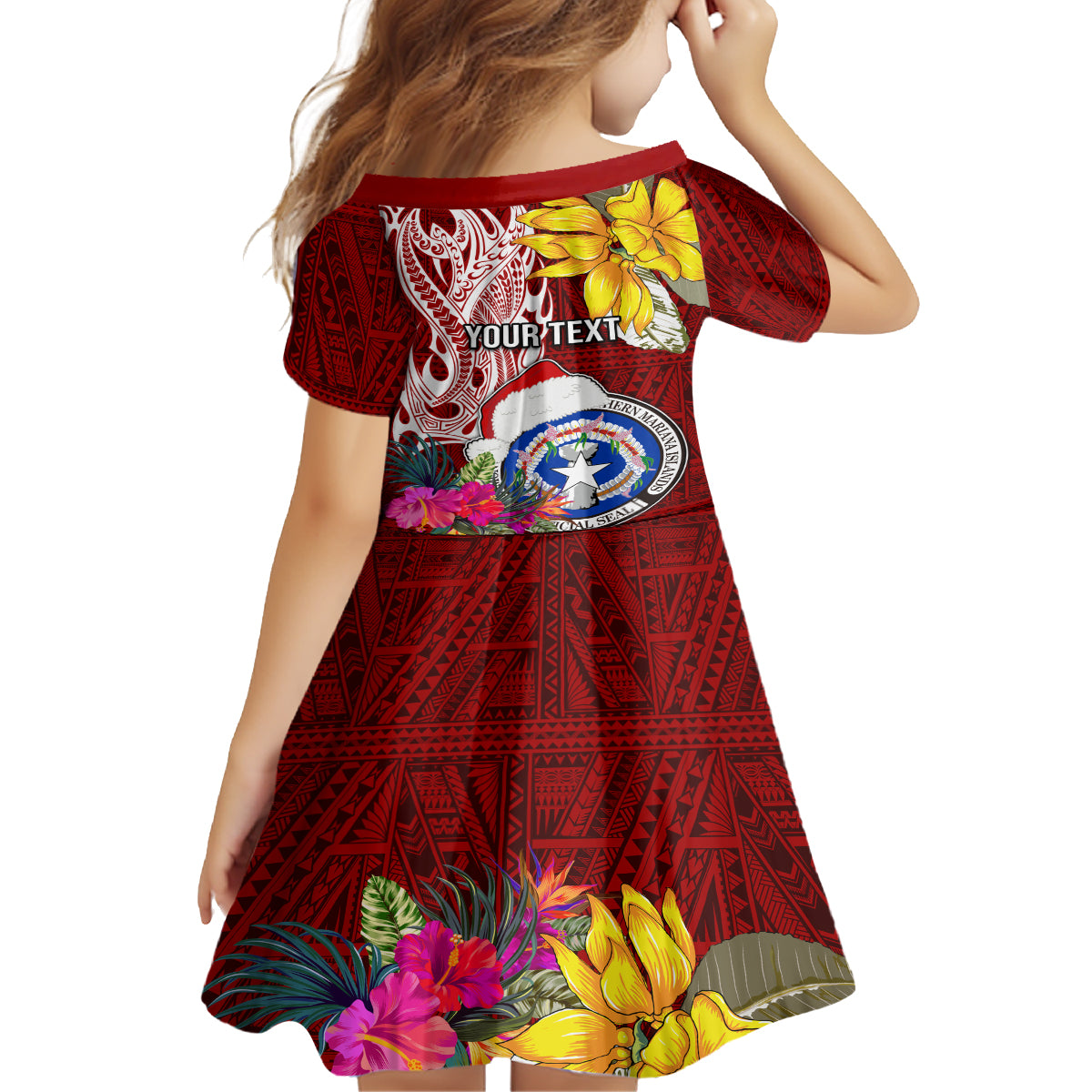 Custom Northern Mariana Islands Christmas Family Matching Long Sleeve Bodycon Dress and Hawaiian Shirt Funny Santa Hug Latte Stone Ylang-ylang and Polynesia Pattern Red LT03 - Polynesian Pride